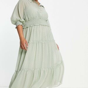 Brand New ASOS Elegant Green Women's Clipdot Dress Sz. 12 Curve